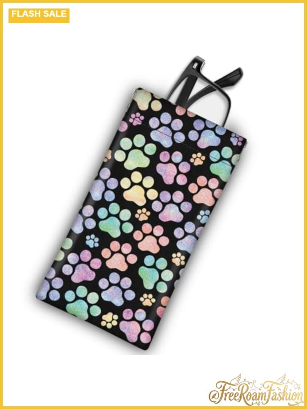 Slim PU Leather Eyeglass Case Cat Paw Print Clutch for Sunglasses